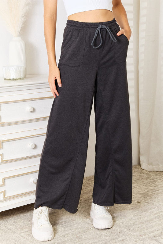 Trendsi Dark Gray / S Basic Bae Wide Leg Pocketed Pants Basic Bae Wide Leg Pocketed Pants