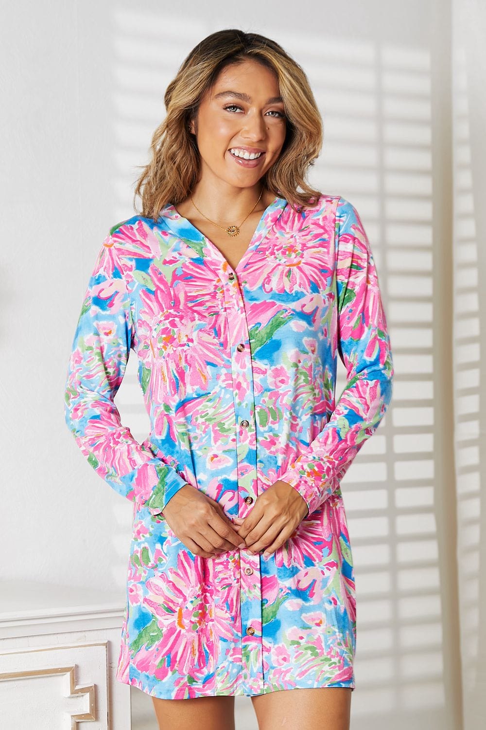 Trendsi Double Take Floral Open Front Long Sleeve Cardigan Double Take Floral Open Front Long Sleeve Cardigan