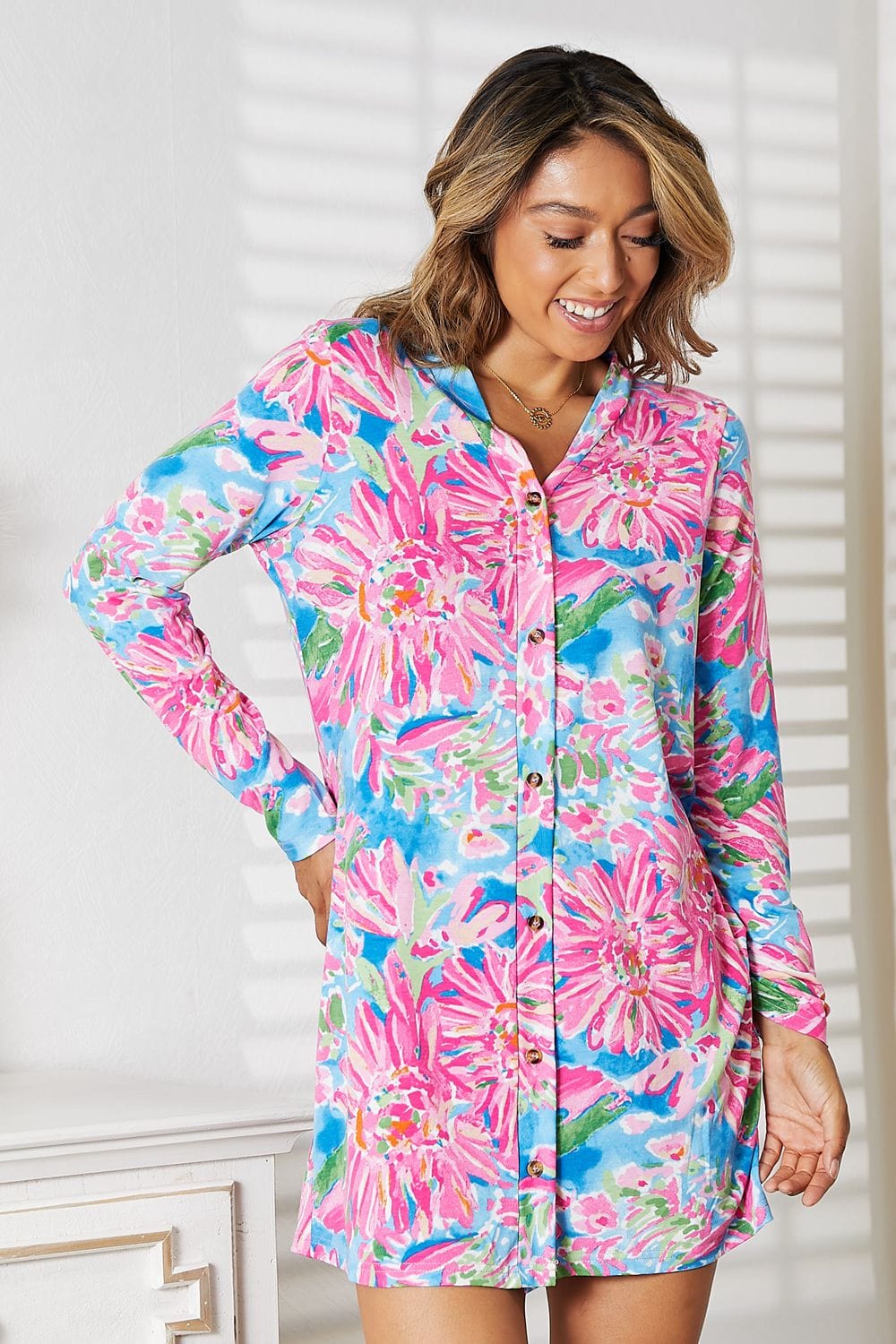 Trendsi Double Take Floral Open Front Long Sleeve Cardigan Double Take Floral Open Front Long Sleeve Cardigan