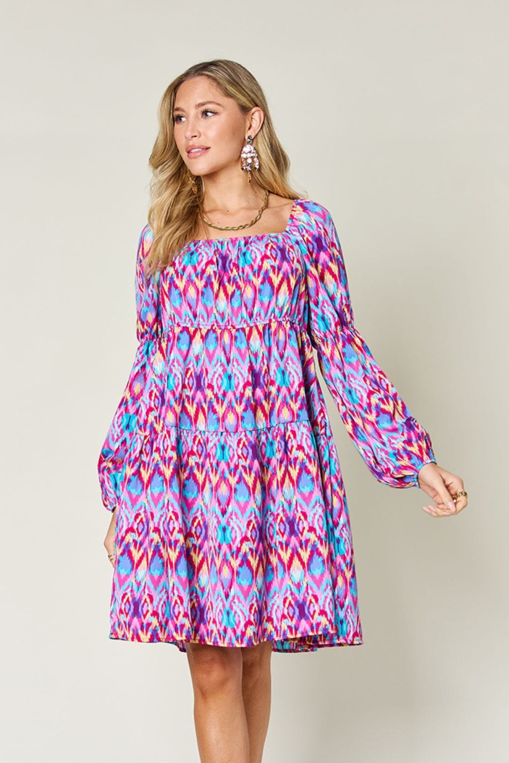 Trendsi Double Take Full Size Printed Long Sleeve Dress Double Take Full Size Printed Long Sleeve Dress