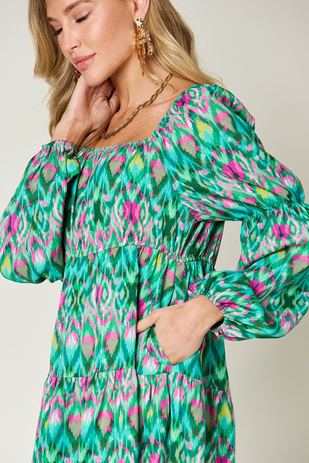 Trendsi Double Take Full Size Printed Long Sleeve Dress Double Take Full Size Printed Long Sleeve Dress