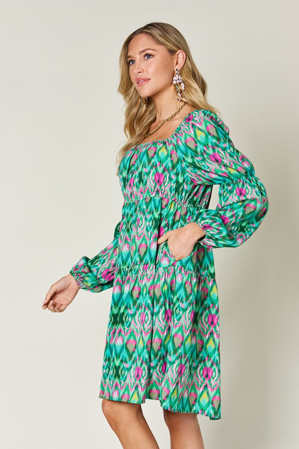 Trendsi Double Take Full Size Printed Long Sleeve Dress Double Take Full Size Printed Long Sleeve Dress