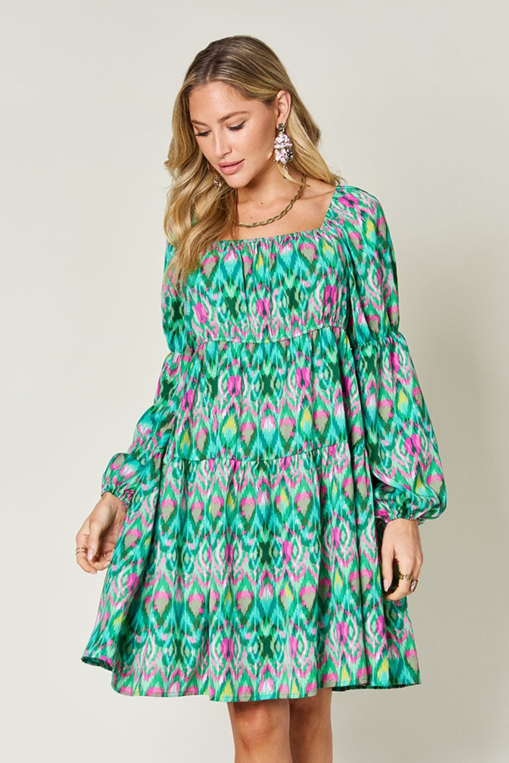 Trendsi Double Take Full Size Printed Long Sleeve Dress Double Take Full Size Printed Long Sleeve Dress