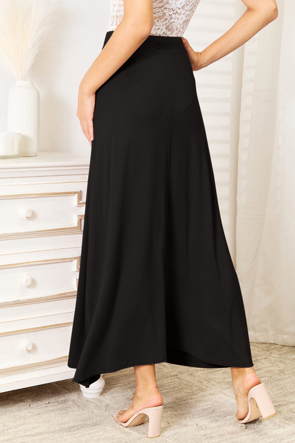 Trendsi Double Take Full Size Soft Rayon Drawstring Waist Maxi Skirt Rayon Double Take Full Size Soft Rayon Drawstring Waist Maxi Skirt Rayon