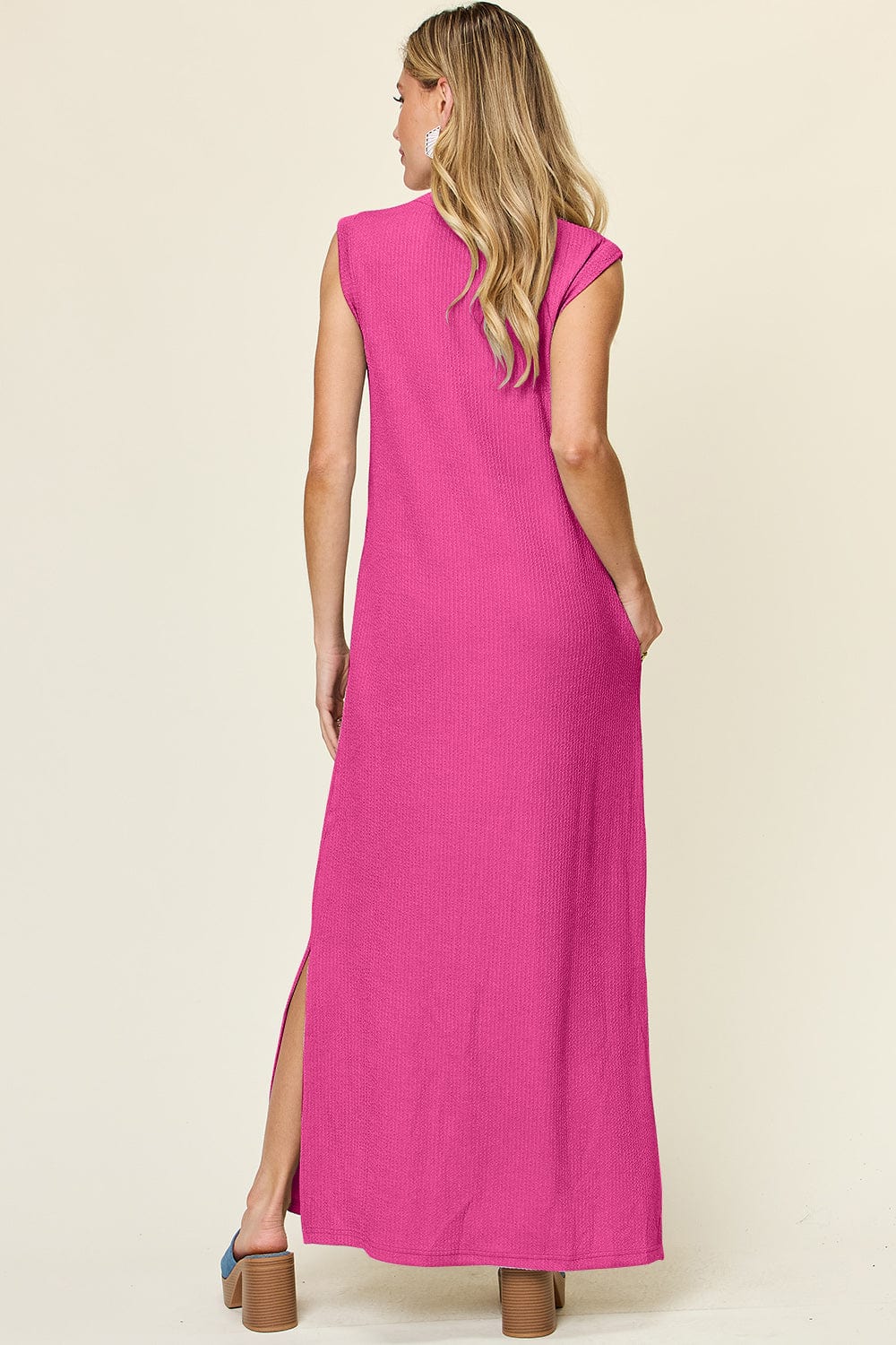 Trendsi Double Take Full Size Texture Mock Neck Sleeveless Maxi Dress Double Take Full Size Texture Mock Neck Sleeveless Maxi Dress