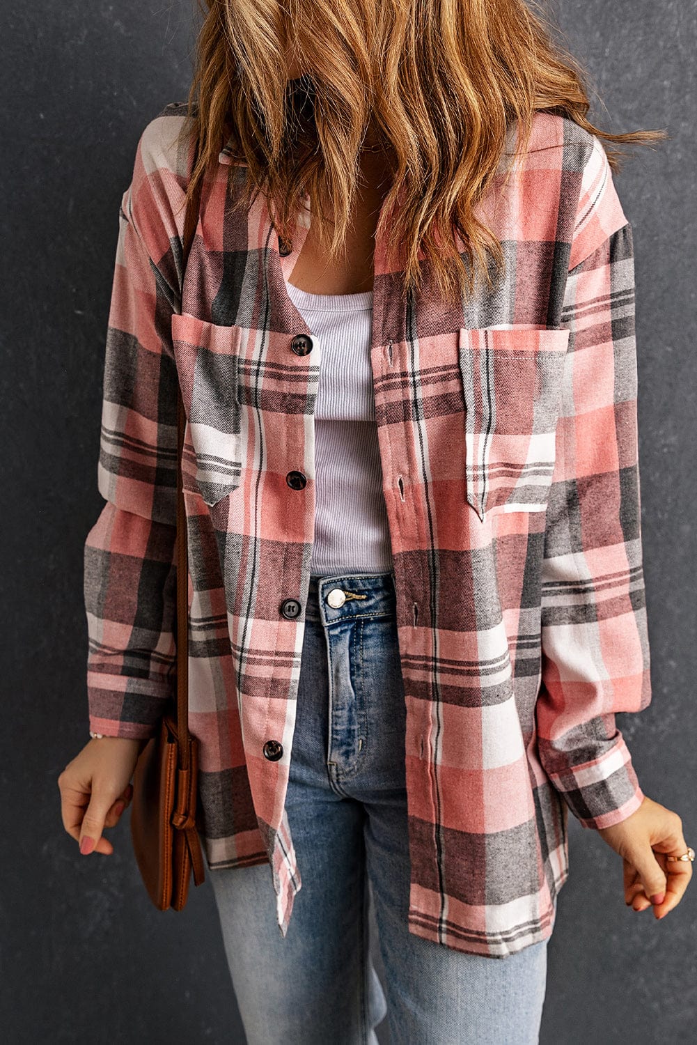 Trendsi Double Take Plaid Dropped Shoulder Longline Shirt Double Take Plaid Dropped Shoulder Longline Shirt