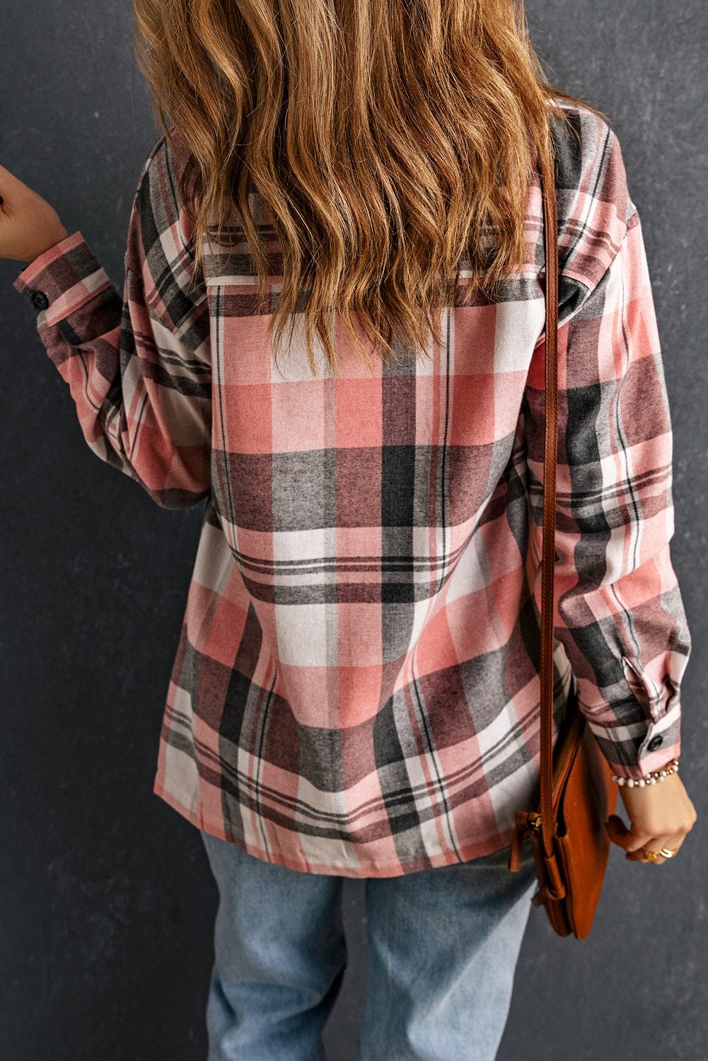Trendsi Double Take Plaid Dropped Shoulder Longline Shirt Double Take Plaid Dropped Shoulder Longline Shirt