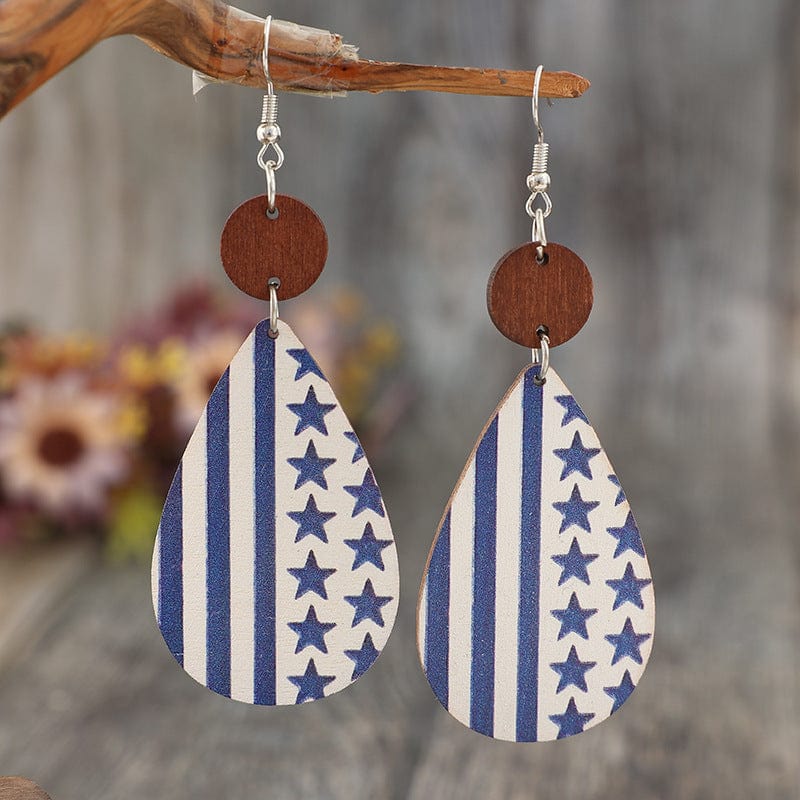 Trendsi Dusty Blue / One Size Printed PU Leather Dangle Earrings Printed PU Leather Dangle Earrings