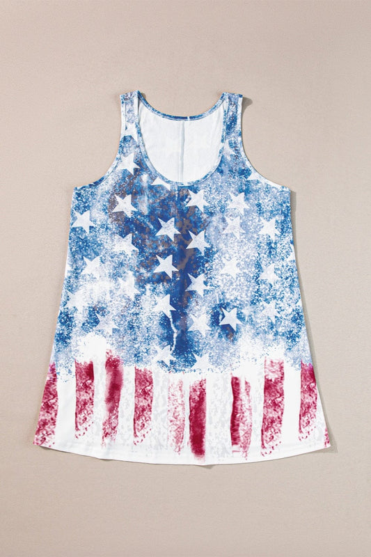 Trendsi Dusty Blue / S US Flag Scoop Neck Tank US Flag Scoop Neck Tank