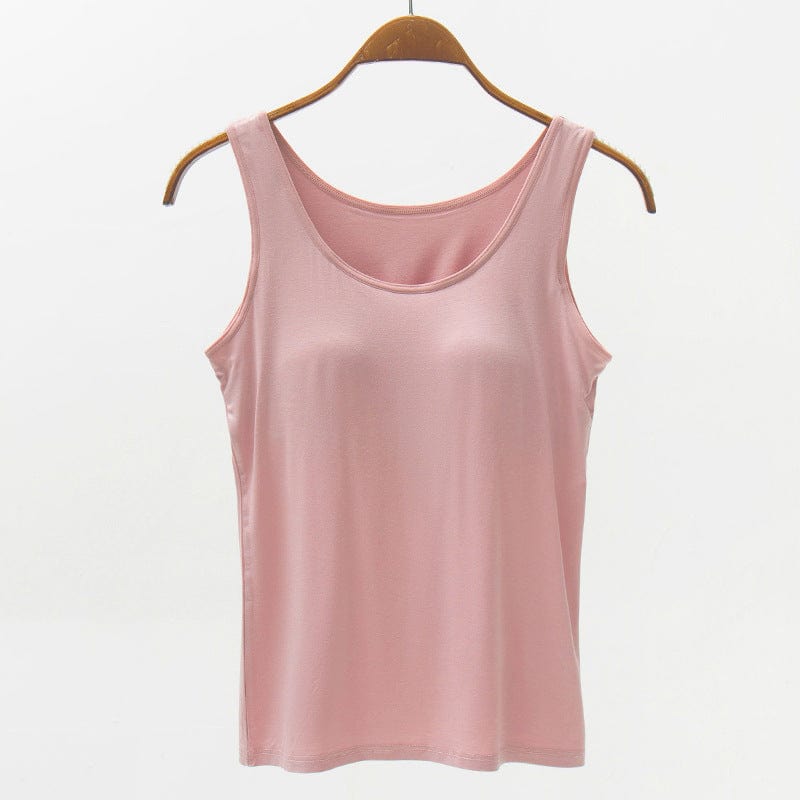 Trendsi Dusty Pink / S Full Size Wide Strap Modal Tank with Bra Full Size Wide Strap Modal Tank with Bra