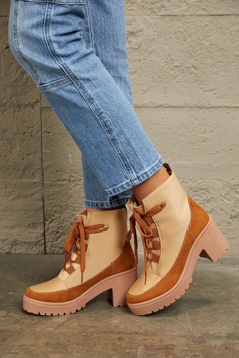 Trendsi East Lion Corp Lace Up Lug Booties East Lion Corp Lace Up Lug Booties