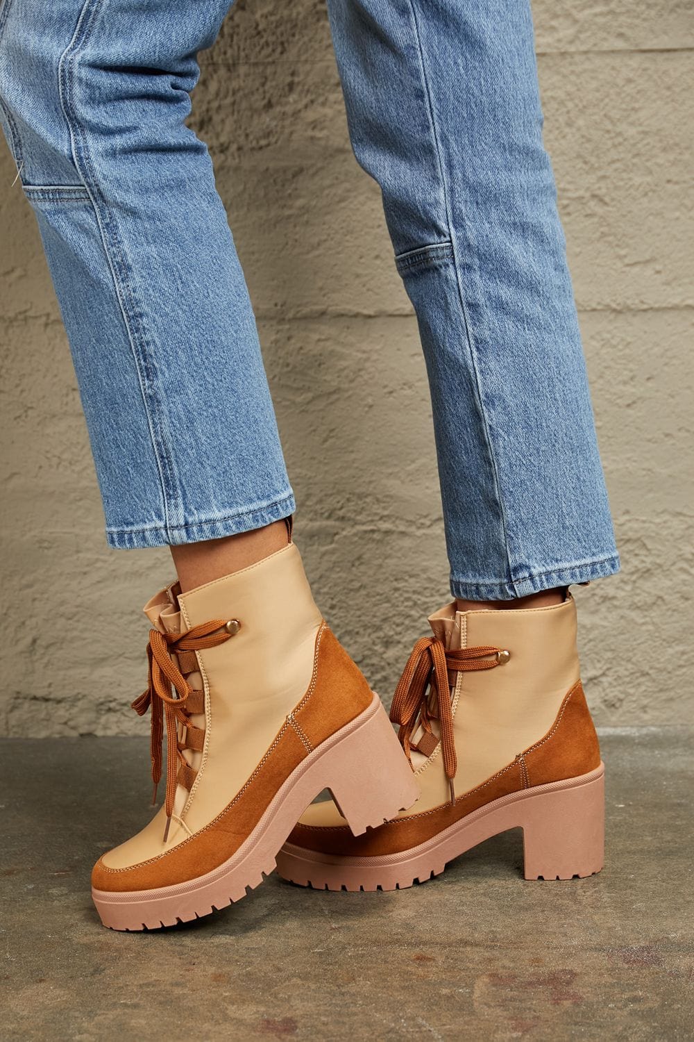 Trendsi East Lion Corp Lace Up Lug Booties East Lion Corp Lace Up Lug Booties