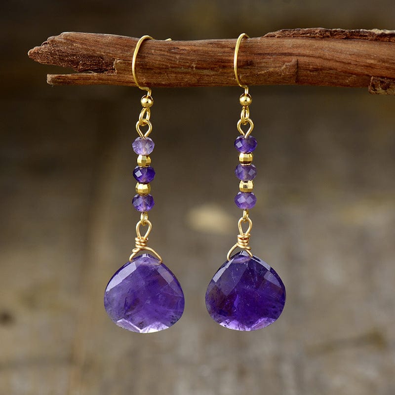 Trendsi Electric Purple / One Size Natural Stone Bead Shape Earrings Natural Stone Bead Shape Earrings