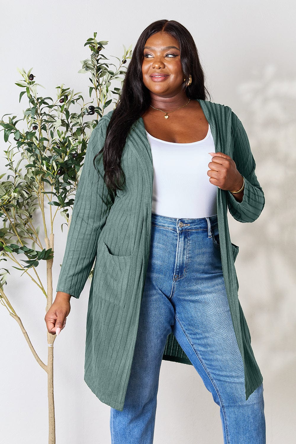 Trendsi Fall Basic Bae Full Size Hooded Sweater Cardigan Basic Bae Full Size Hooded Sweater Cardigan