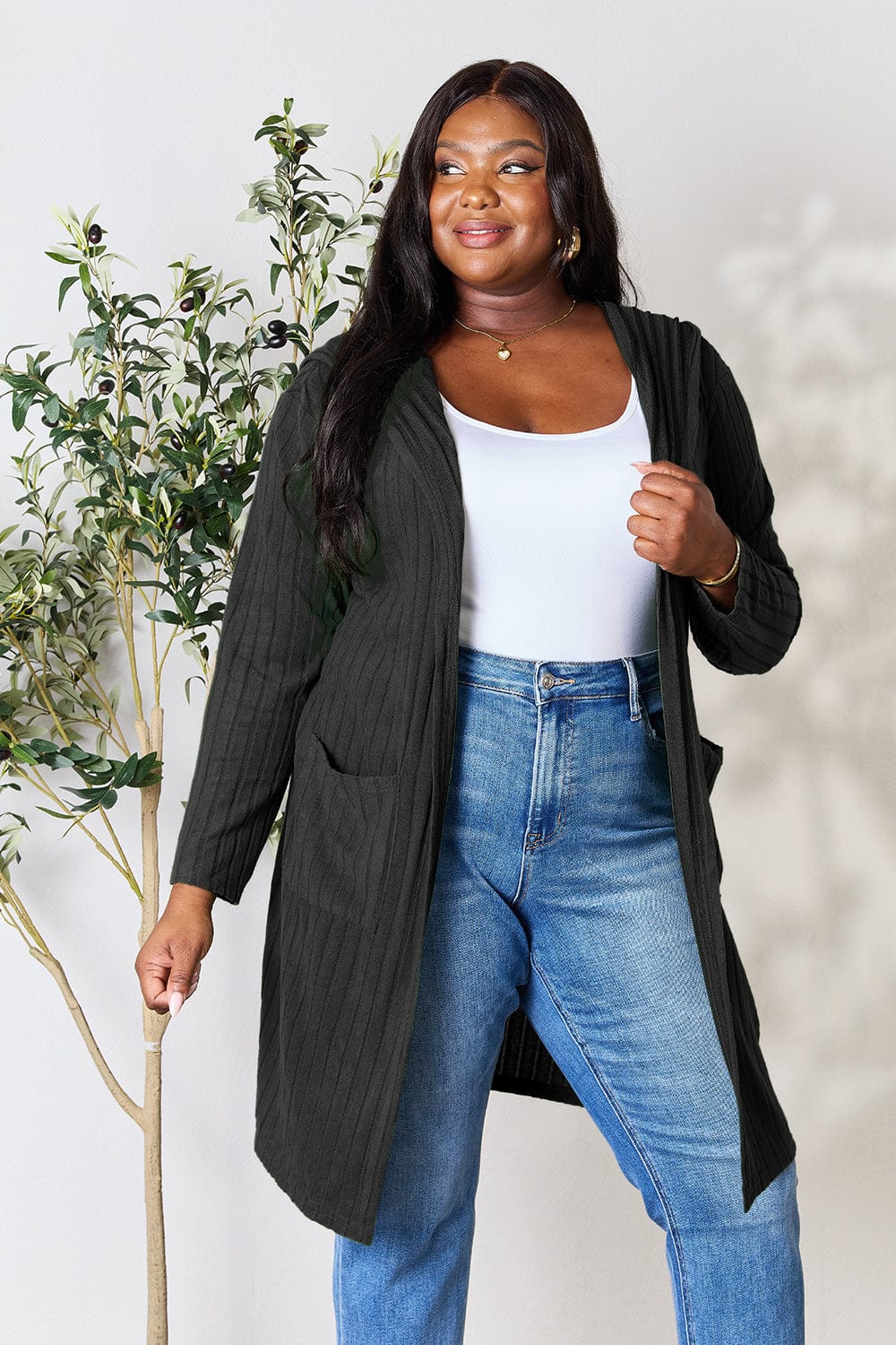 Trendsi Fall Basic Bae Full Size Hooded Sweater Cardigan Basic Bae Full Size Hooded Sweater Cardigan