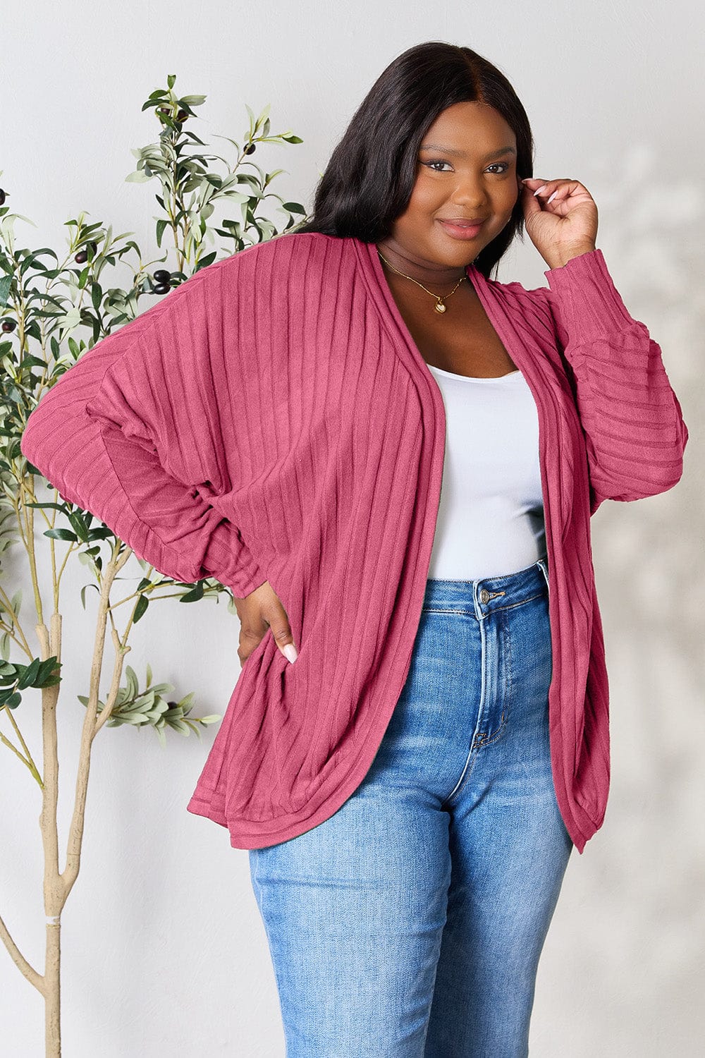 Trendsi Fall Basic Bae Full Size Ribbed Cocoon Cardigan Basic Bae Full Size Ribbed Cocoon Cardigan