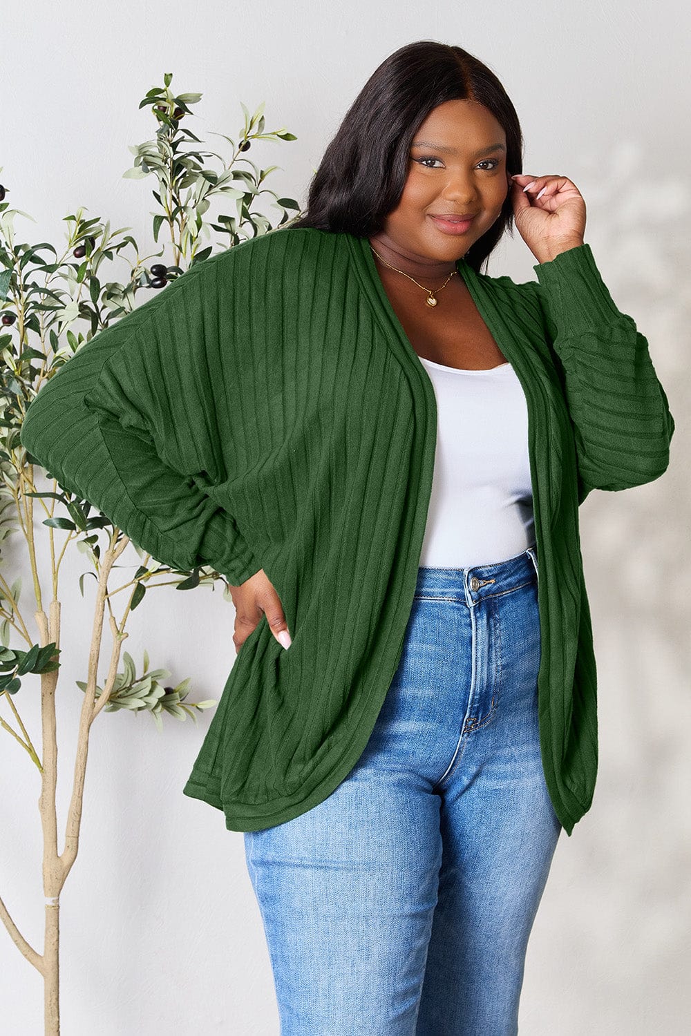 Trendsi Fall Basic Bae Full Size Ribbed Cocoon Cardigan Basic Bae Full Size Ribbed Cocoon Cardigan