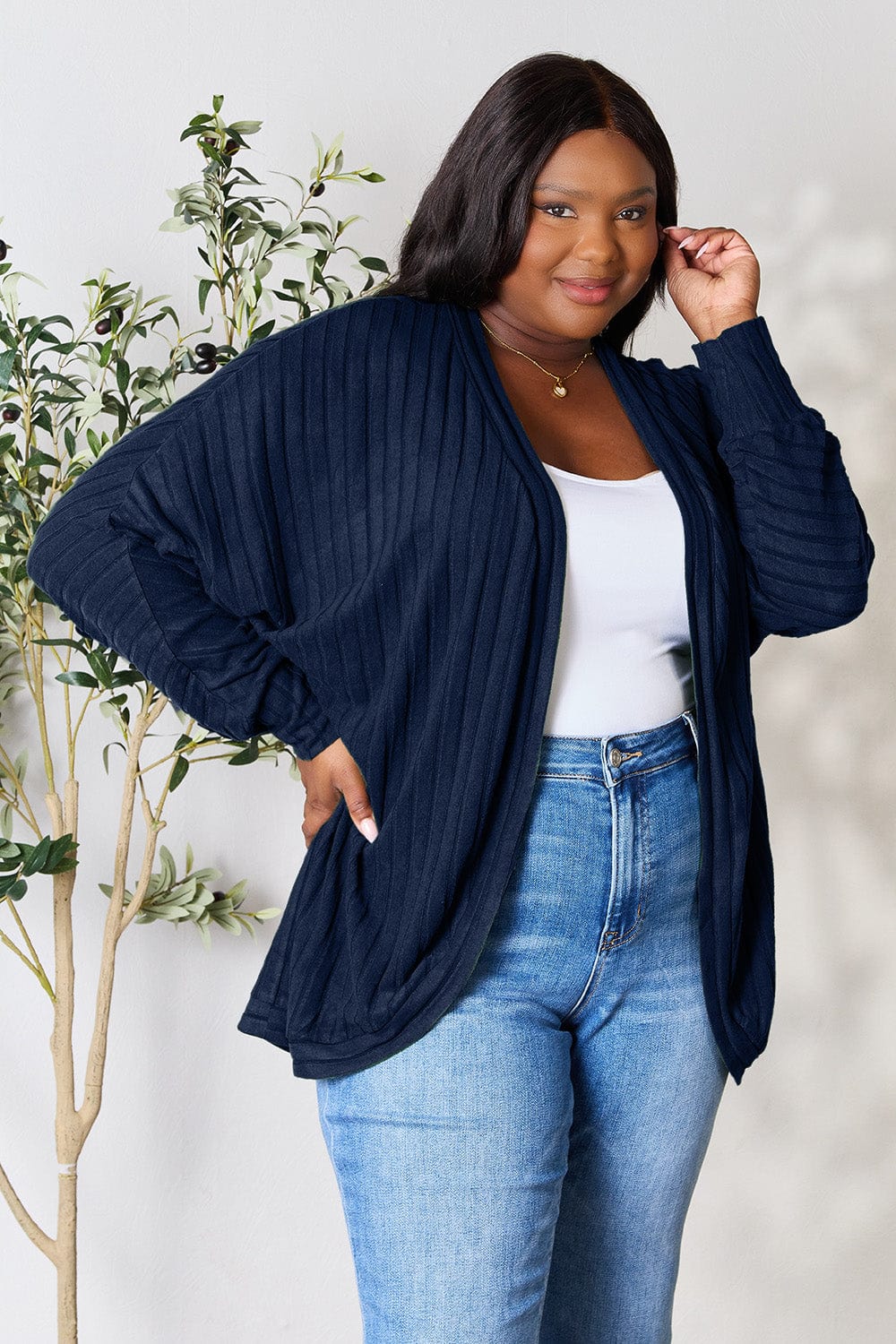 Trendsi Fall Basic Bae Full Size Ribbed Cocoon Cardigan Basic Bae Full Size Ribbed Cocoon Cardigan