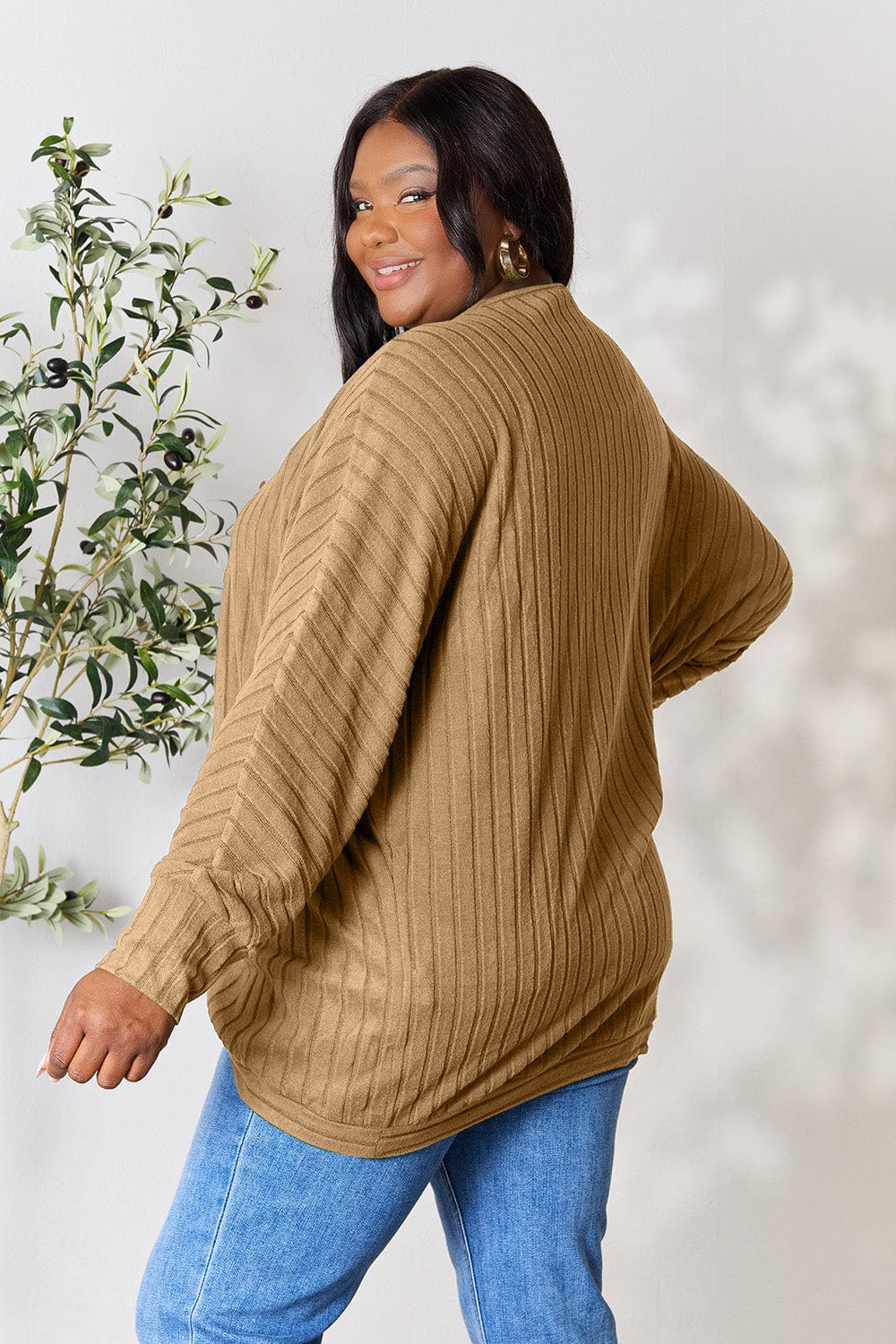Trendsi Fall Basic Bae Full Size Ribbed Cocoon Cardigan Basic Bae Full Size Ribbed Cocoon Cardigan