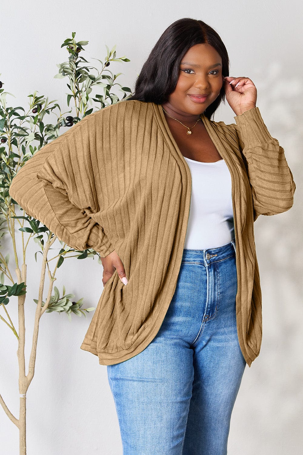 Trendsi Fall Basic Bae Full Size Ribbed Cocoon Cardigan Basic Bae Full Size Ribbed Cocoon Cardigan