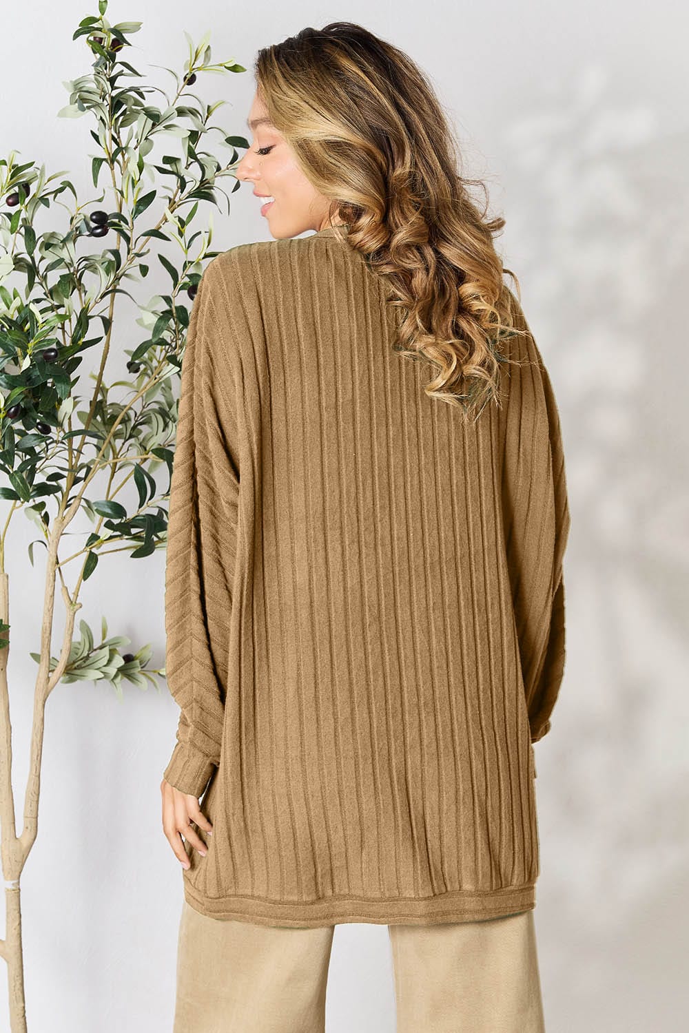 Trendsi Fall Basic Bae Full Size Ribbed Cocoon Cardigan Basic Bae Full Size Ribbed Cocoon Cardigan