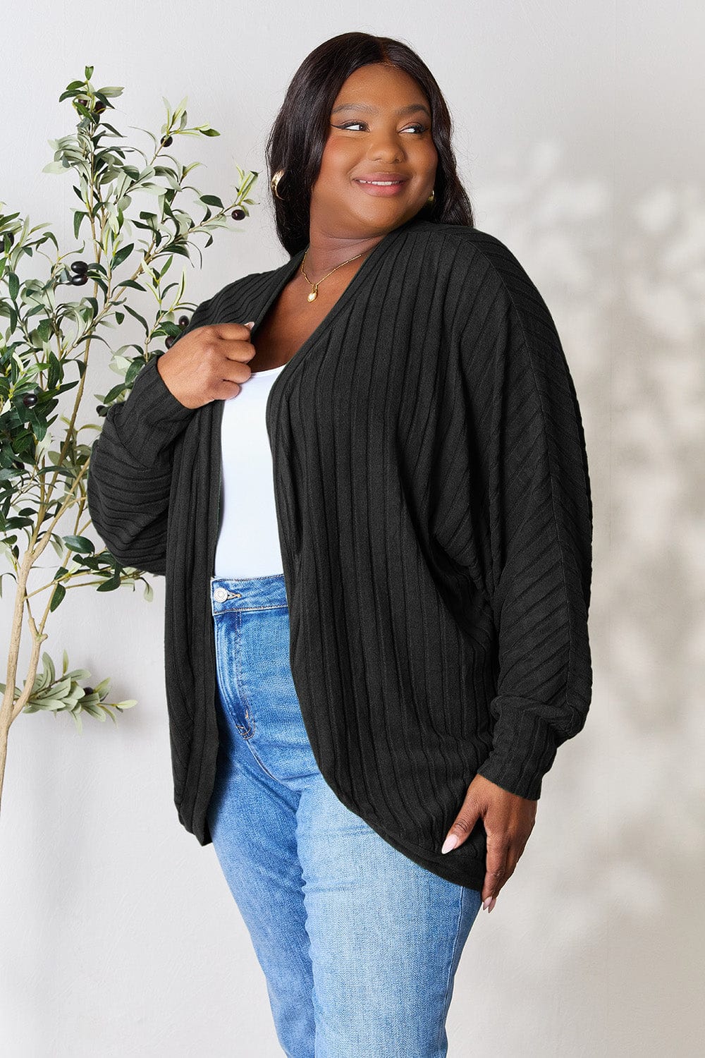 Trendsi Fall Basic Bae Full Size Ribbed Cocoon Cardigan Basic Bae Full Size Ribbed Cocoon Cardigan