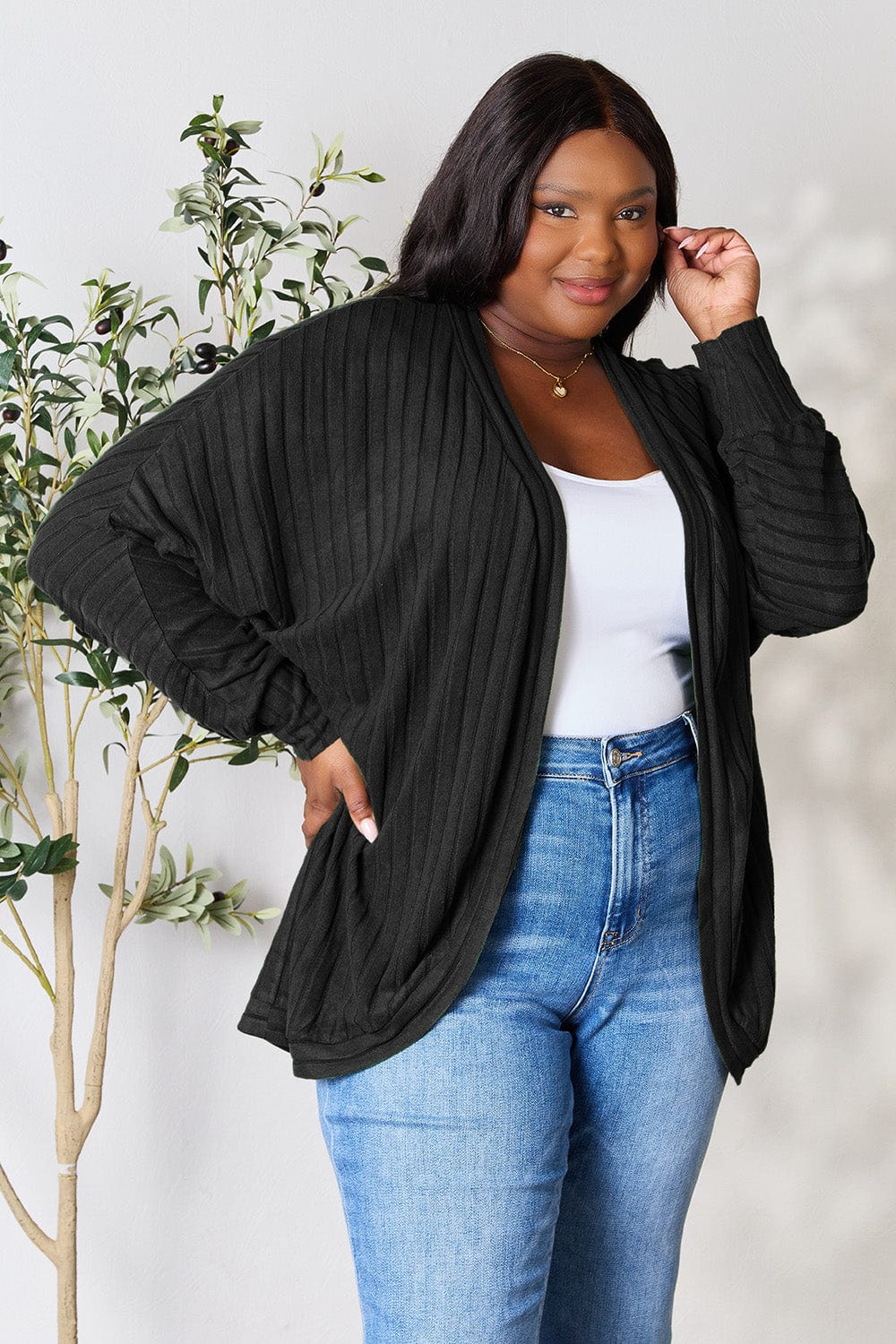 Trendsi Fall Basic Bae Full Size Ribbed Cocoon Cardigan Basic Bae Full Size Ribbed Cocoon Cardigan