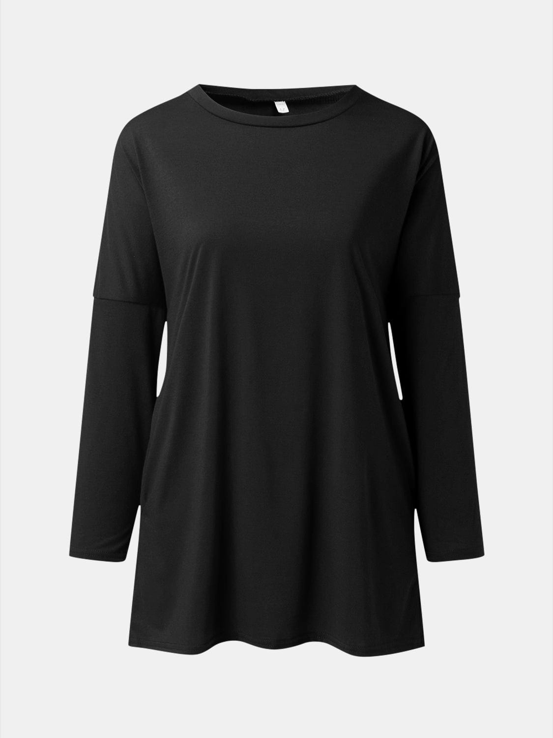 Trendsi Fall Black / S Full Size Round Neck Long Sleeve T-Shirt Full Size Round Neck Long Sleeve T-Shirt