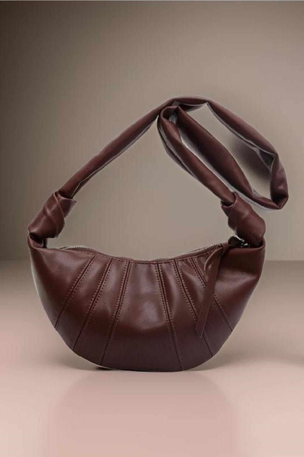 Trendsi Fall Brown / One Size Zenana Vegan Leather Croissant Crossbody Bag Zenana Vegan Leather Croissant Crossbody Bag