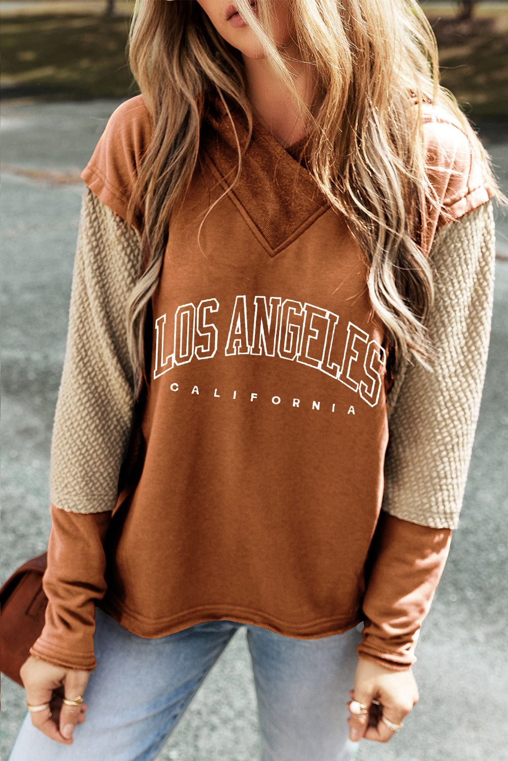 Trendsi Fall Caramel / S Letter Graphic Long Sleeve Hoodie Letter Graphic Long Sleeve Hoodie