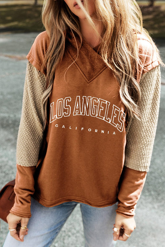 Trendsi Fall Caramel / S Letter Graphic Long Sleeve Hoodie Letter Graphic Long Sleeve Hoodie