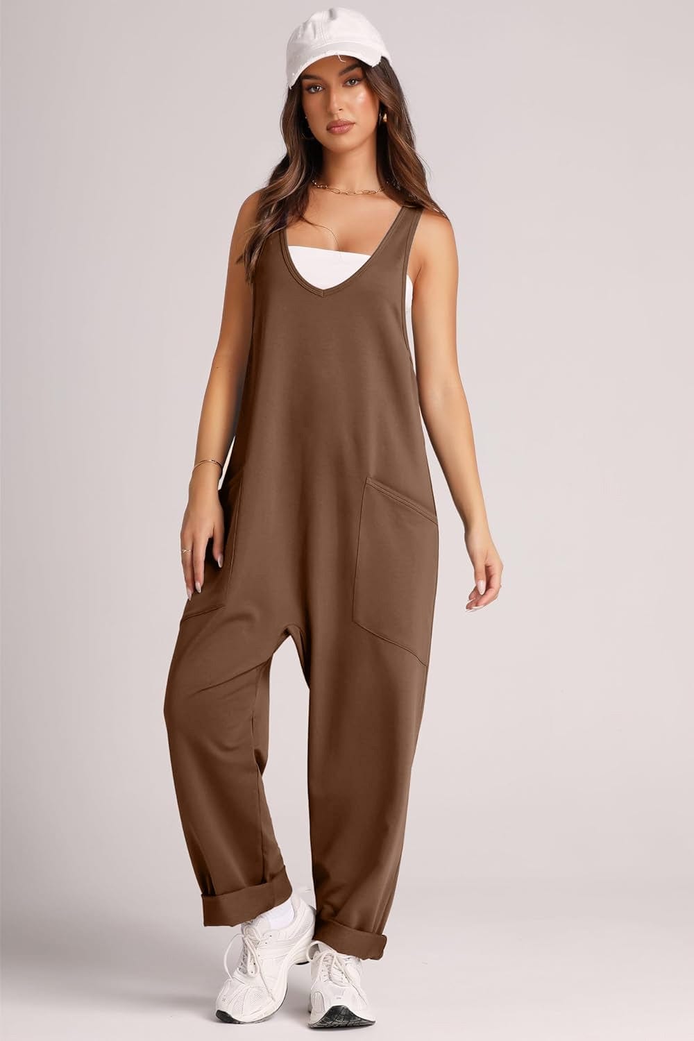 Trendsi Fall Chocolate / S Wide Strap Jumpsuit with Pockets Wide Strap Jumpsuit with Pockets