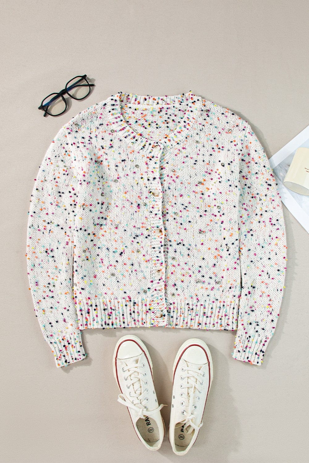 Trendsi Fall Confetti Button Up Long Sleeve Cardigan Confetti Button Up Long Sleeve Cardigan