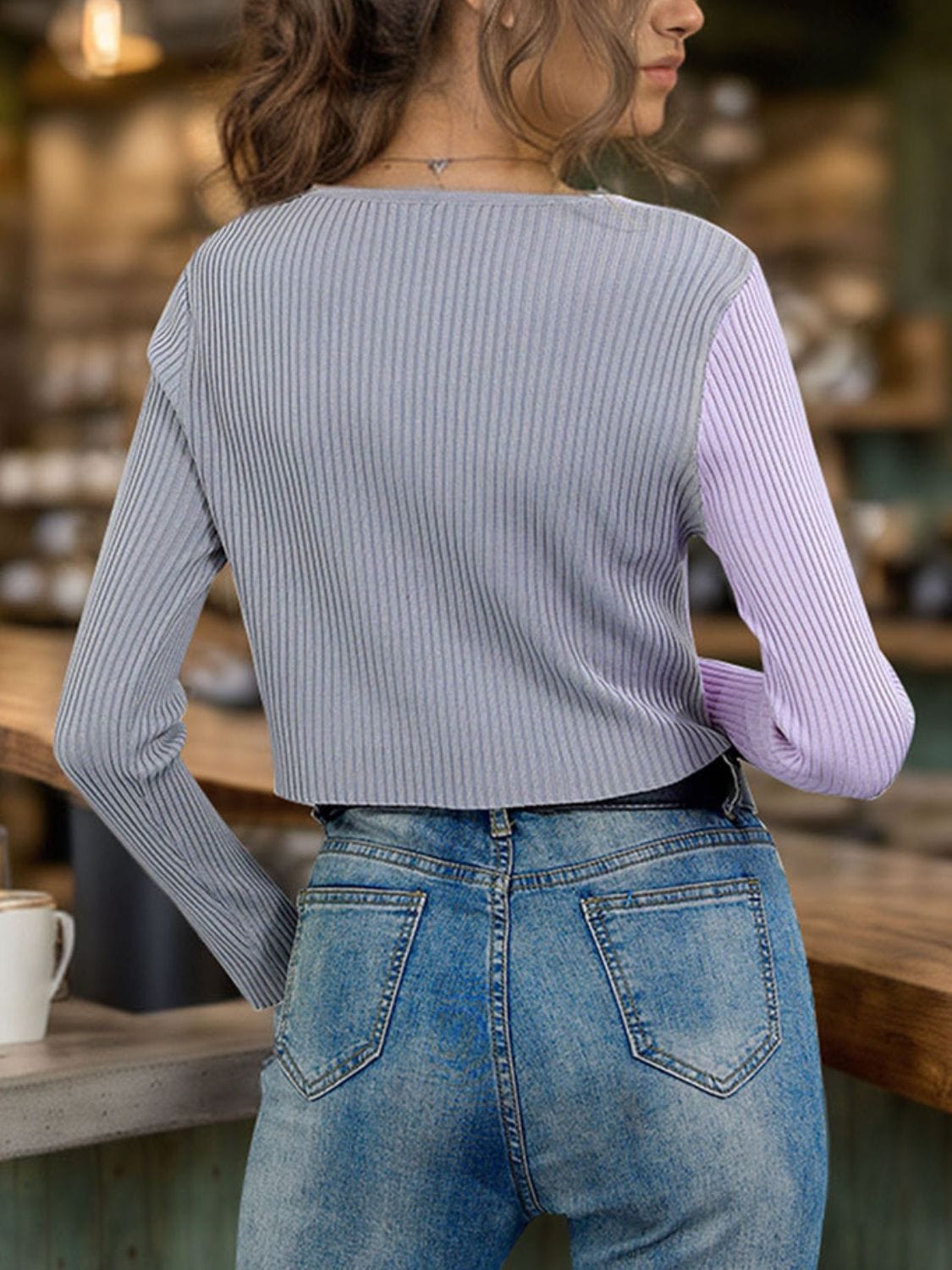 Trendsi Fall Contrast Button Up Long Sleeve Cardigan Contrast Button Up Long Sleeve Cardigan