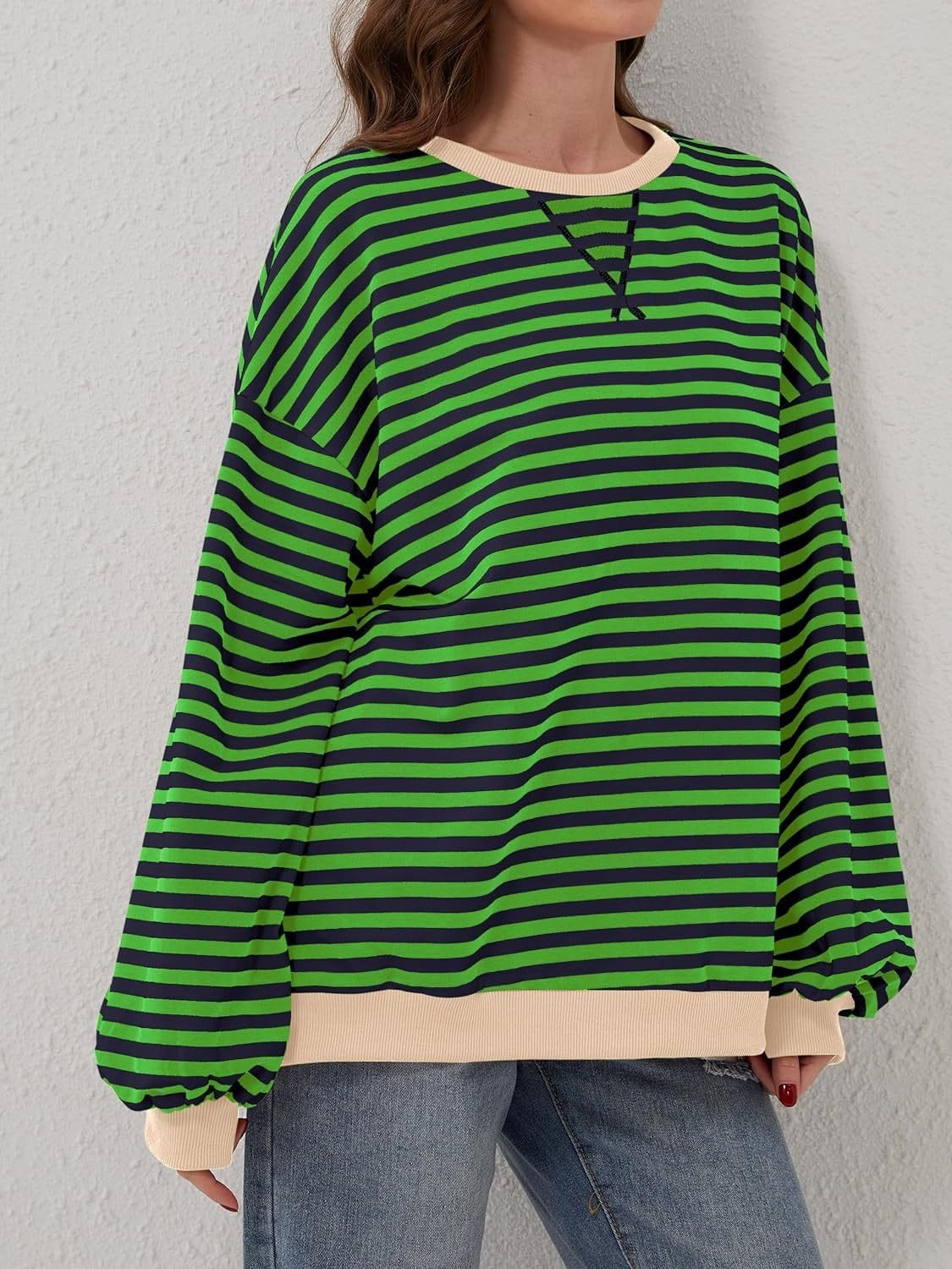 Trendsi Fall Contrast Striped Long Sleeve Sweatshirt Contrast Striped Long Sleeve Sweatshirt