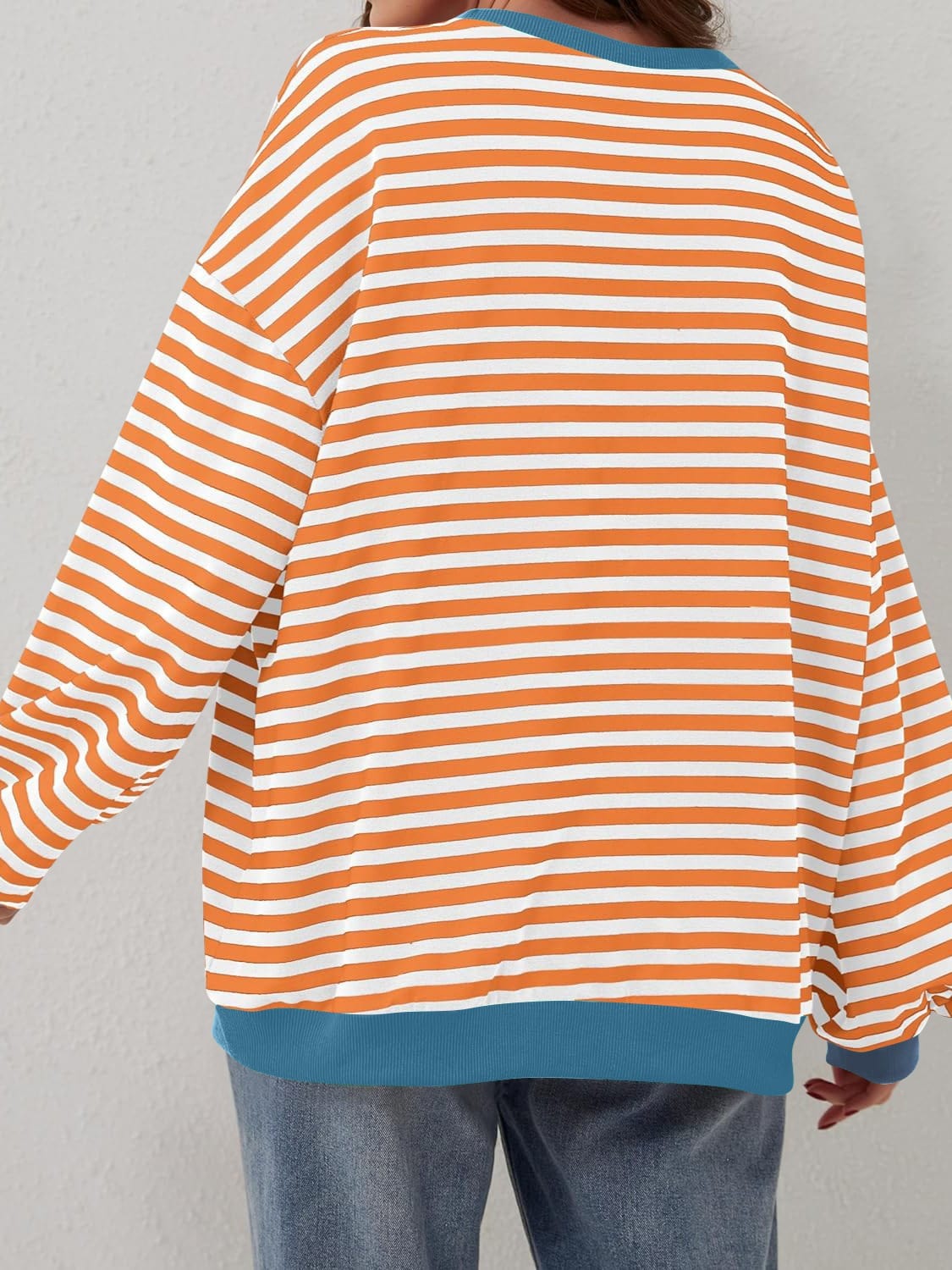Trendsi Fall Contrast Striped Long Sleeve Sweatshirt Contrast Striped Long Sleeve Sweatshirt