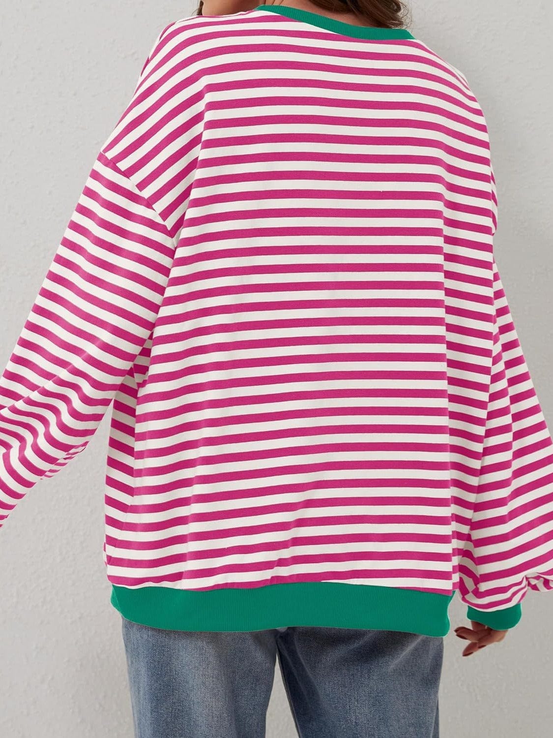 Trendsi Fall Contrast Striped Long Sleeve Sweatshirt Contrast Striped Long Sleeve Sweatshirt