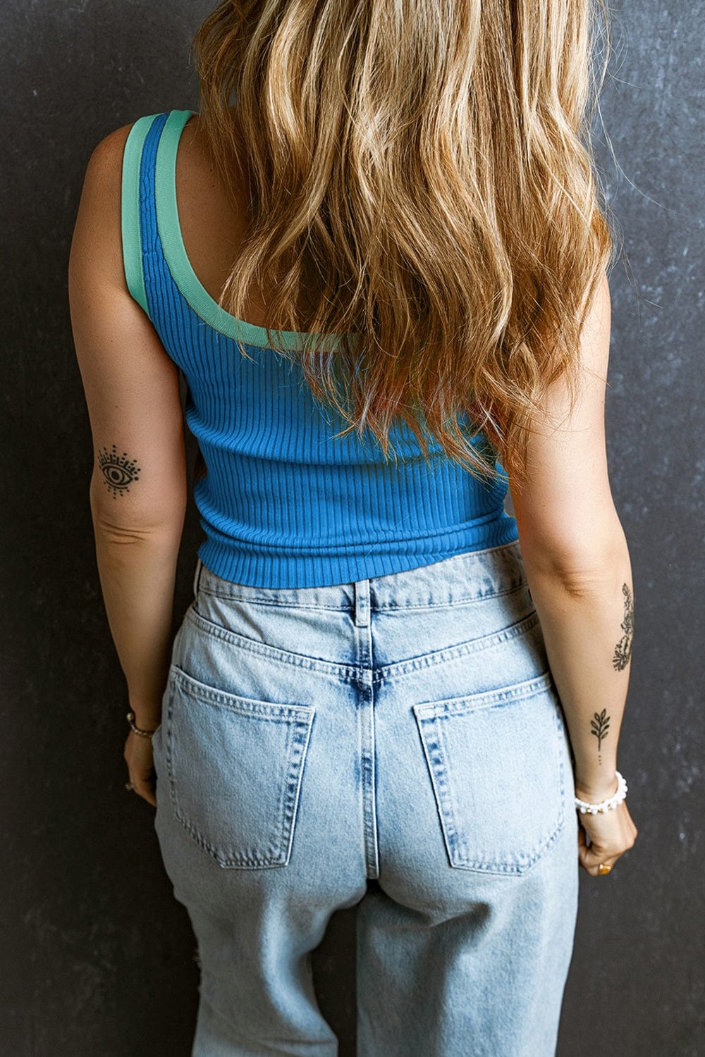 Trendsi Fall Contrast Trim Ribbed Knit Vest Contrast Trim Ribbed Knit Vest