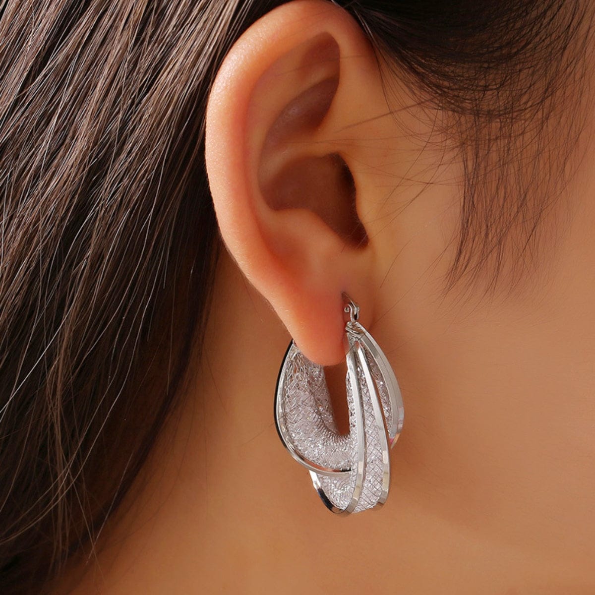 Trendsi Fall Copper Glass Stone U Shape Earrings Copper Glass Stone U Shape Earrings