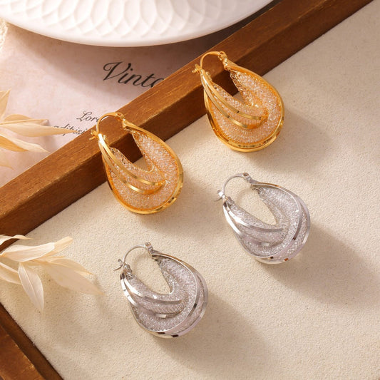 Trendsi Fall Copper Glass Stone U Shape Earrings Copper Glass Stone U Shape Earrings