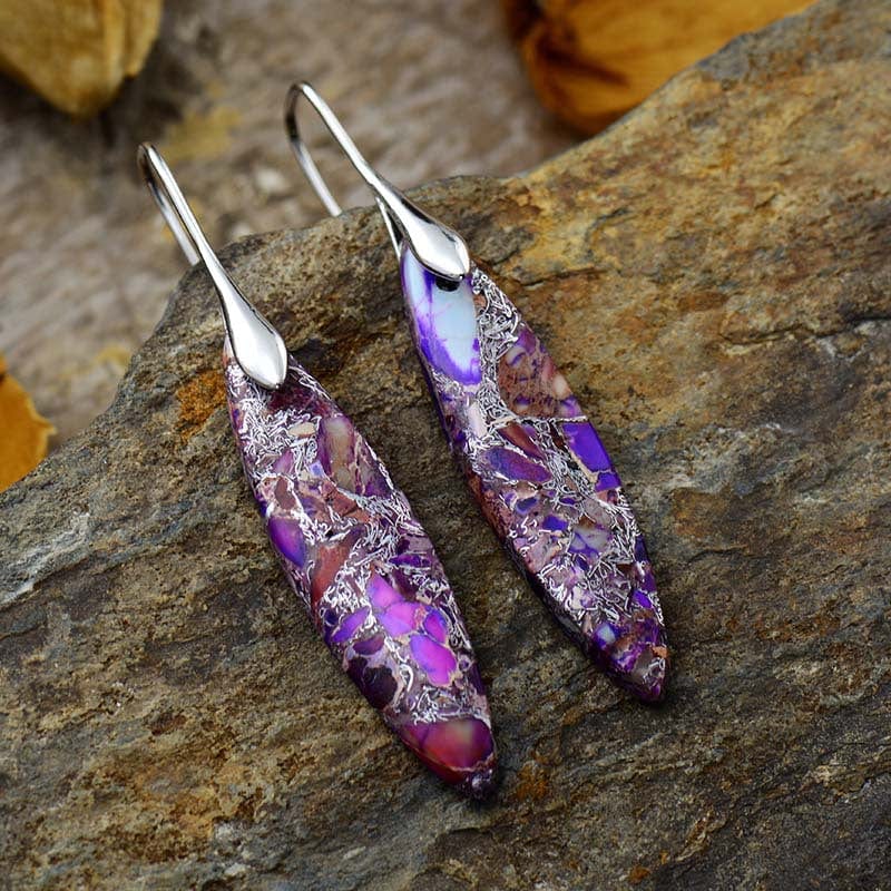 Trendsi Fall Copper Natural Stone Geometric Shape Earrings Copper Natural Stone Geometric Shape Earrings