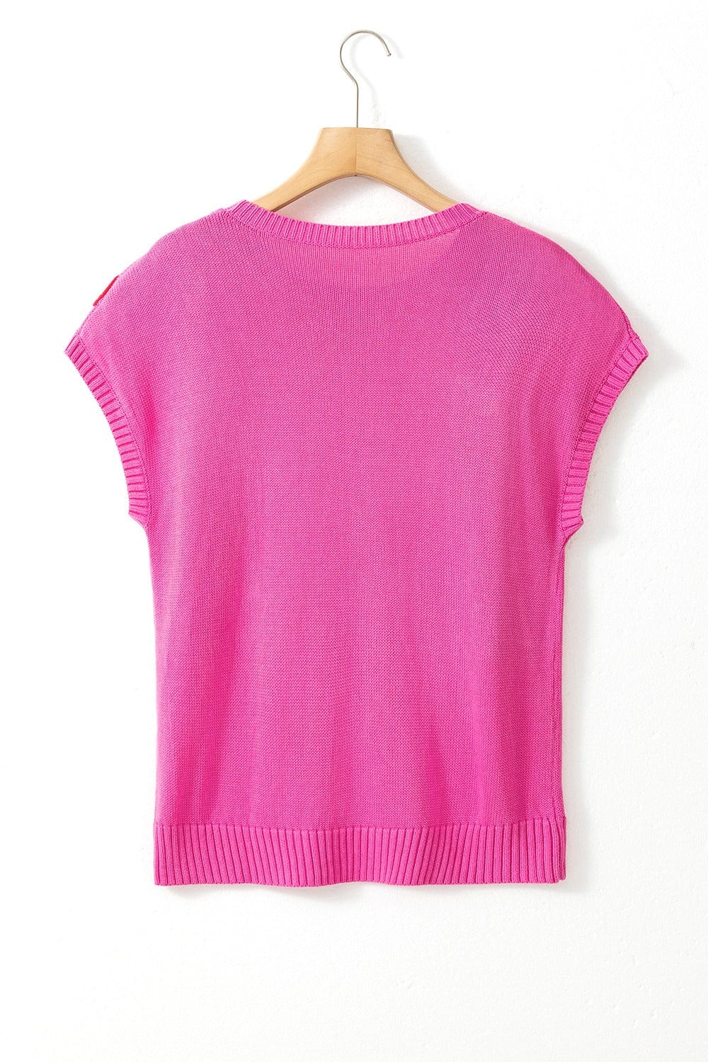 Trendsi Fall Crochet Flower Round Neck Cap Sleeve Sweater Crochet Flower Round Neck Cap Sleeve Sweater