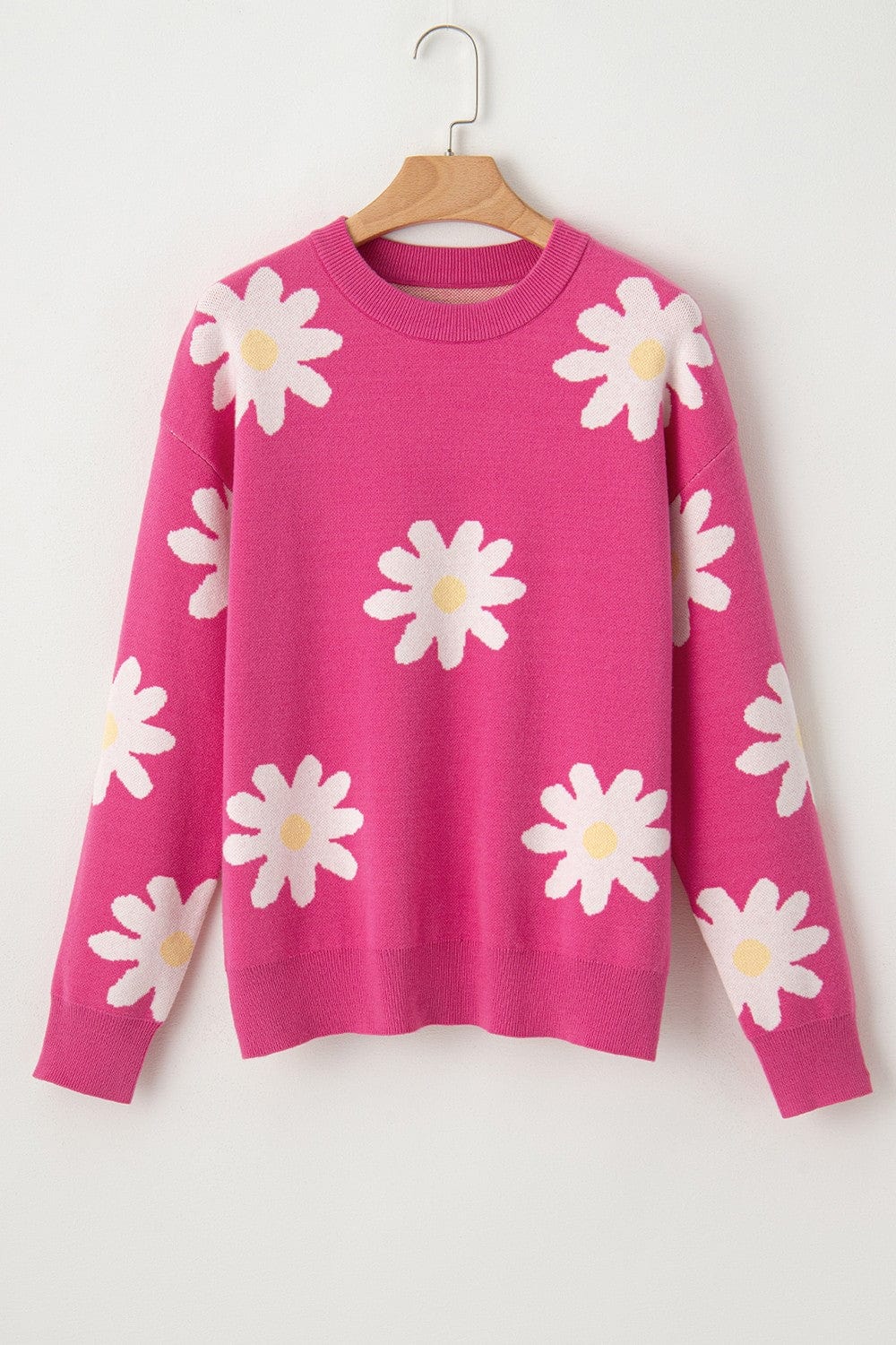 Trendsi Fall Daisy Round Neck Dropped Shoulder Sweater Daisy Round Neck Dropped Shoulder Sweater