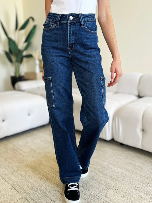 Trendsi Fall Dark / 0/24 Judy Blue Full Size High Waist Straight Cargo Jeans Judy Blue Full Size High Waist Straight Cargo Jeans