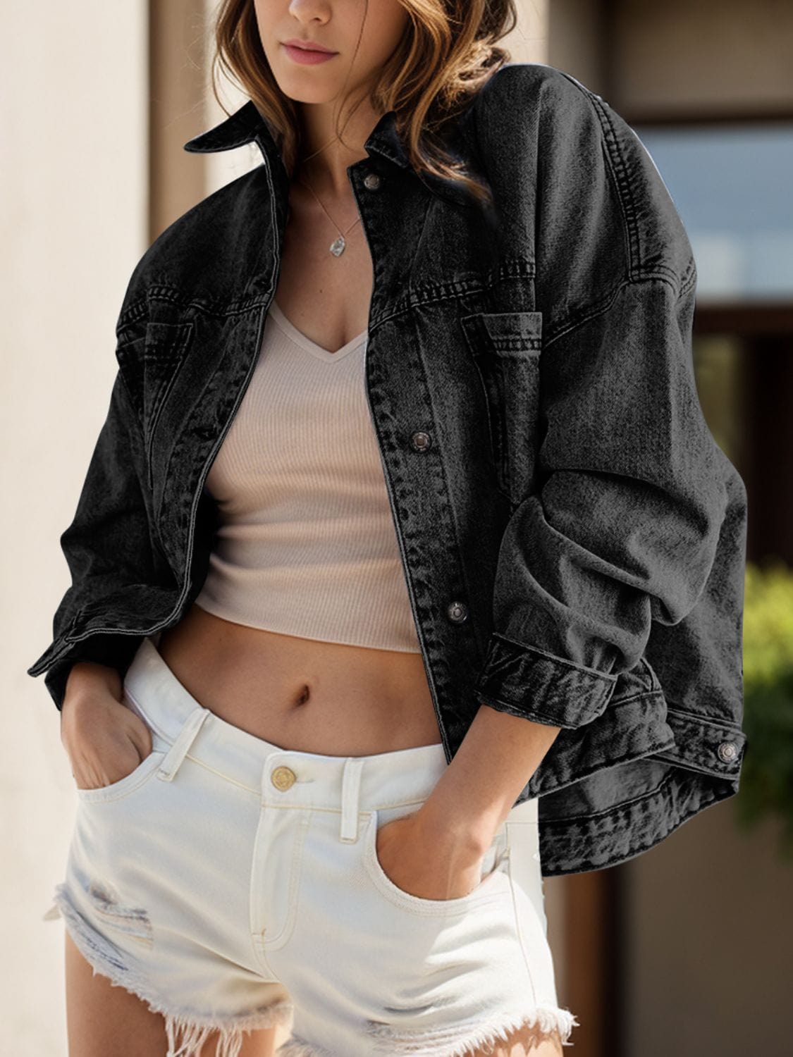 Trendsi Fall Dark / S Pocketed Button Up Denim Jacket Pocketed Button Up Denim Jacket