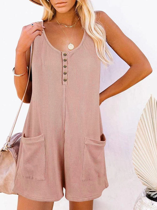Trendsi Fall Dusty Pink / S Full Size Pocketed Scoop Neck Sleeveless Romper Full Size Pocketed Scoop Neck Sleeveless Romper