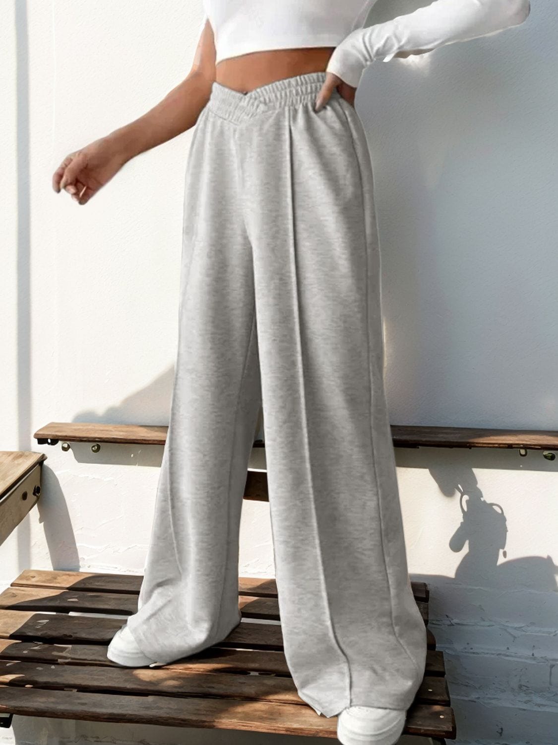 Trendsi Fall Elastic Waist Wide Leg Pants Elastic Waist Wide Leg Pants
