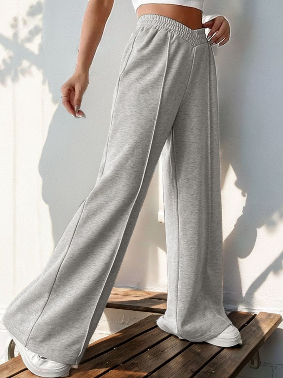 Trendsi Fall Elastic Waist Wide Leg Pants Elastic Waist Wide Leg Pants