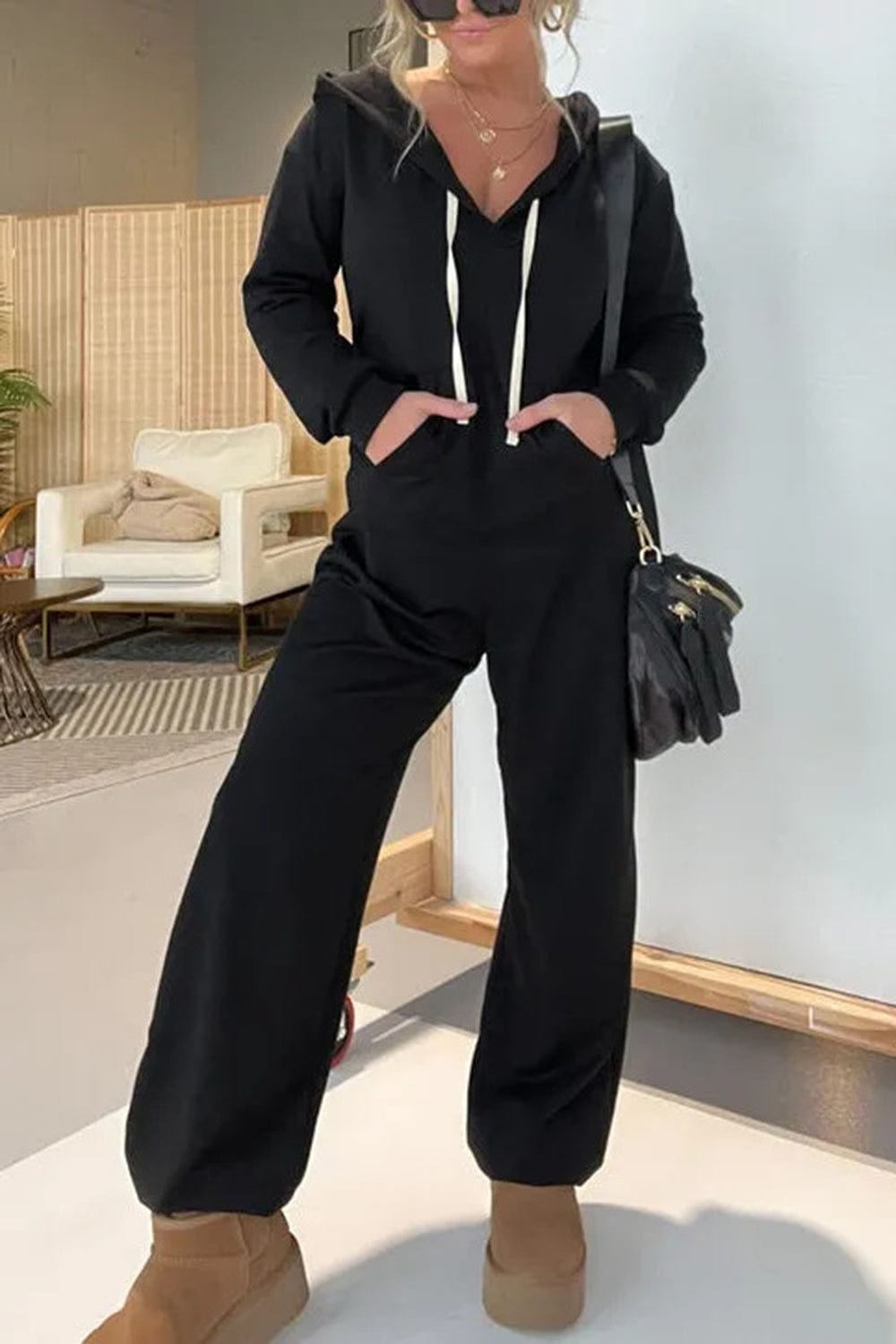 Trendsi Fall Full Size Drawstring Long Sleeve Jumpsuit Full Size Drawstring Long Sleeve Jumpsuit