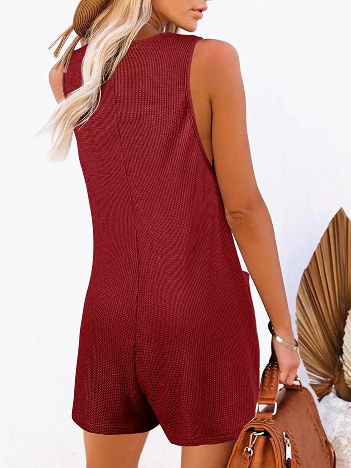 Trendsi Fall Full Size Pocketed Scoop Neck Sleeveless Romper Full Size Pocketed Scoop Neck Sleeveless Romper